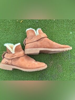 UGG Mckay Chestnut Brown Suede Shearling Lined Ankle Boots